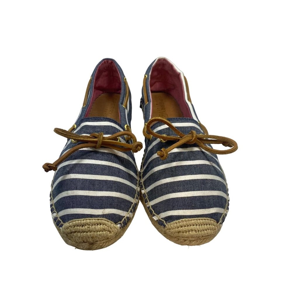 Sperry Top-Sider Blue & White Striped Espadrille Moccasins 11M - Picture 7 of 12